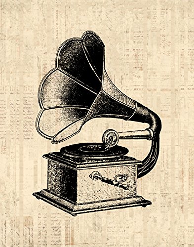 393x500 antique phonograph wall art old fashioned record - Old Record Player Drawing