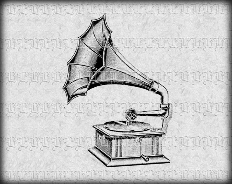 794x630 antique record player gramophone victorian vintage clip art etsy - Old Record Player Drawing