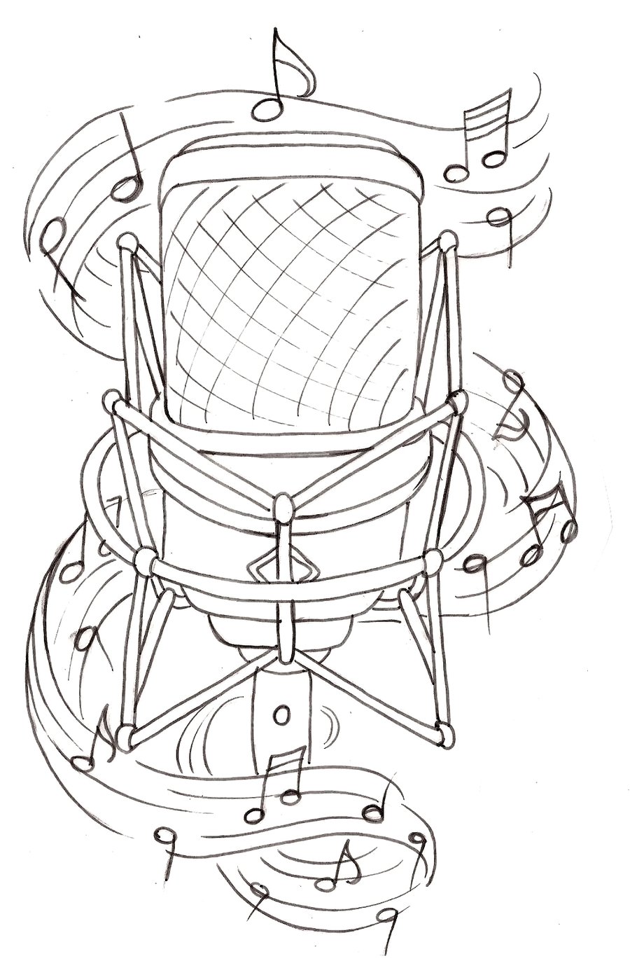 900x1372 Microphone Drawing - Old School Microphone Drawing