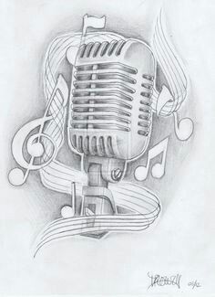 Old School Microphone Drawing at PaintingValley.com | Explore ...