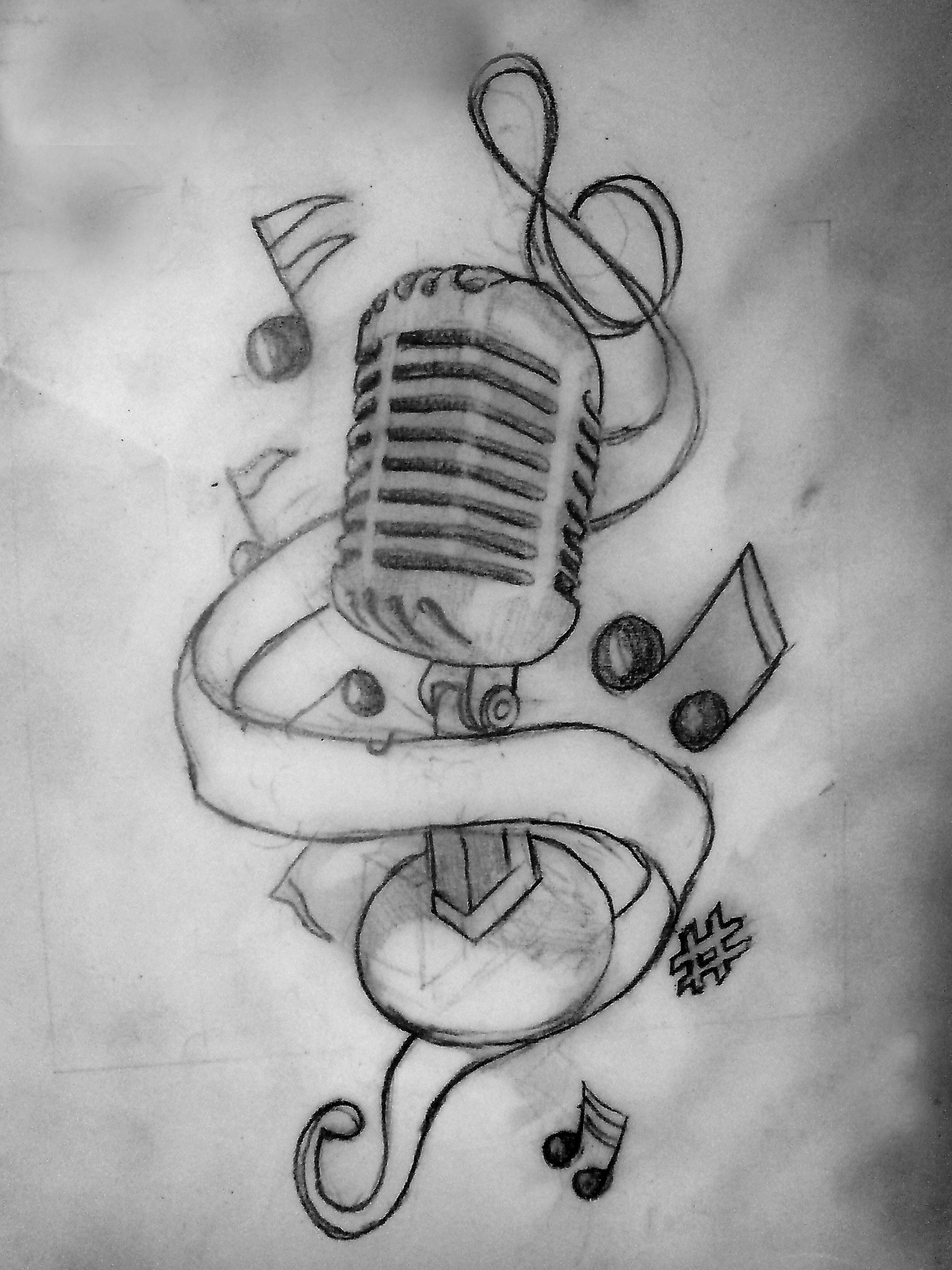 1536x2048 old school mic tattoo designs - Old School Microphone Drawing