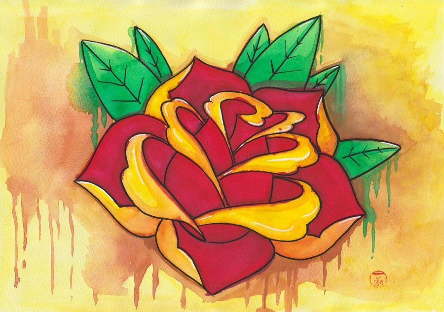 900x632 Old School Rose - Old School Rose Drawing