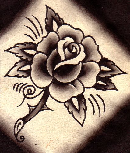 427x500 Rose Tattoo Flash Tattoo Old School Roses! Tattoos - Old School Rose Drawing