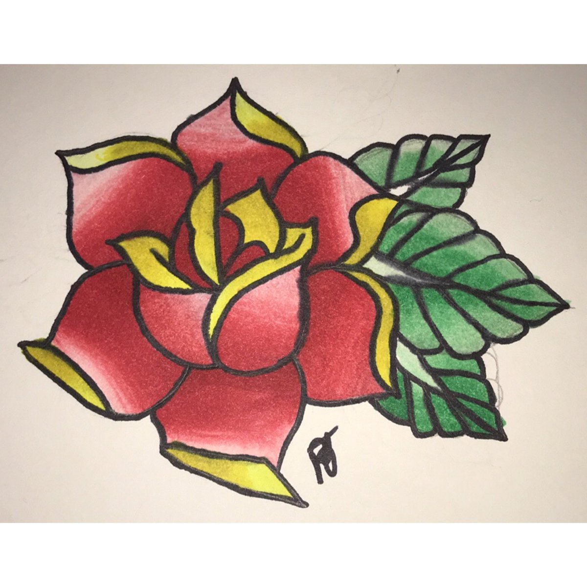 1200x1200 On Twitter A Flower! - Old School Rose Drawing