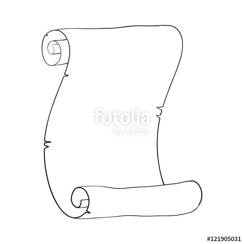 500x500 paper scroll old parchment icon hand drawn sketch stock image - Old Scroll Drawing