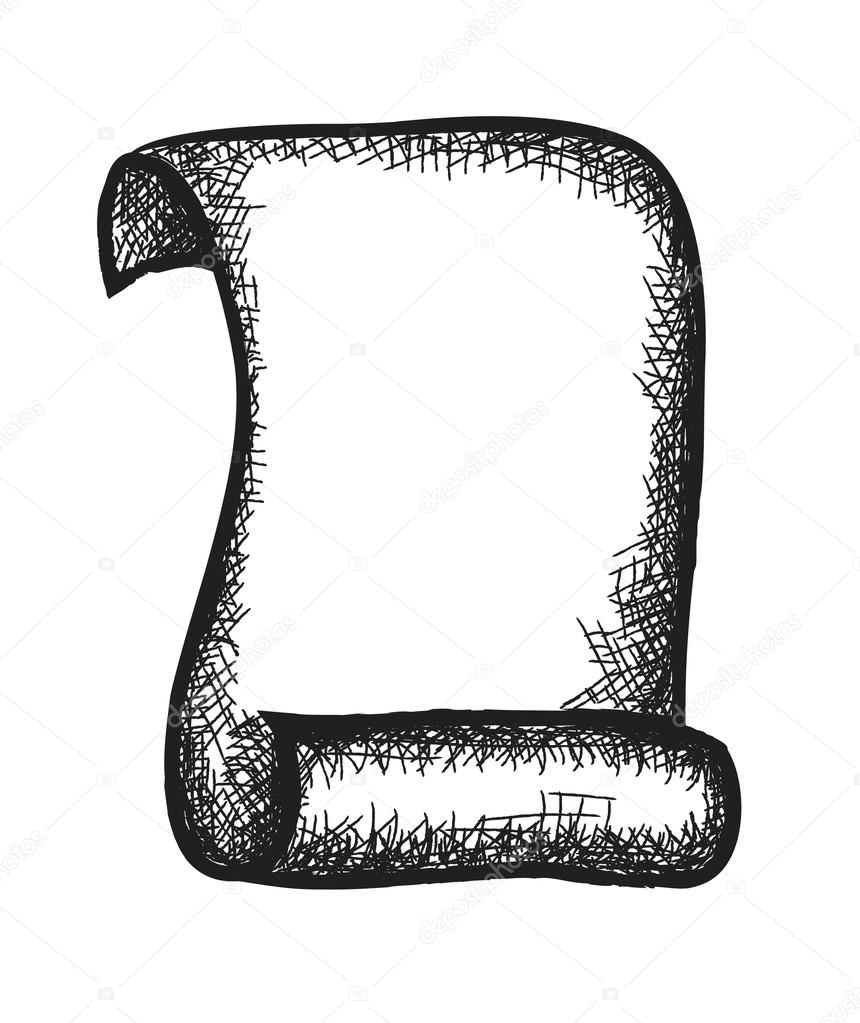 860x1023 scroll drawing old letter for free download - Old Scroll Drawing