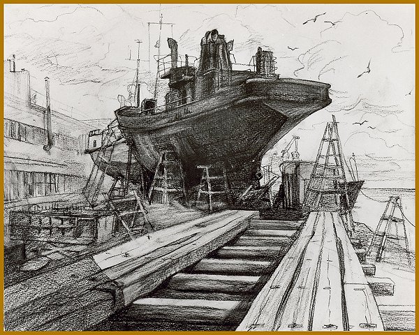 600x480 Old Ship, Drawing - Old Ship Drawing