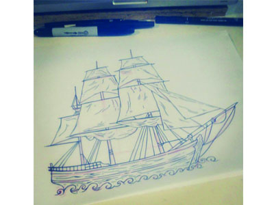 400x300 Old Ship Drawing - Old Ship Drawing