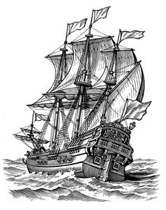 236x299 old time sailing ship clip art vintage old ships illustration - Old Ship Drawing