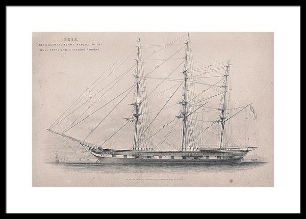 600x430 drawing of an old ship framed print - Old Ship Drawing