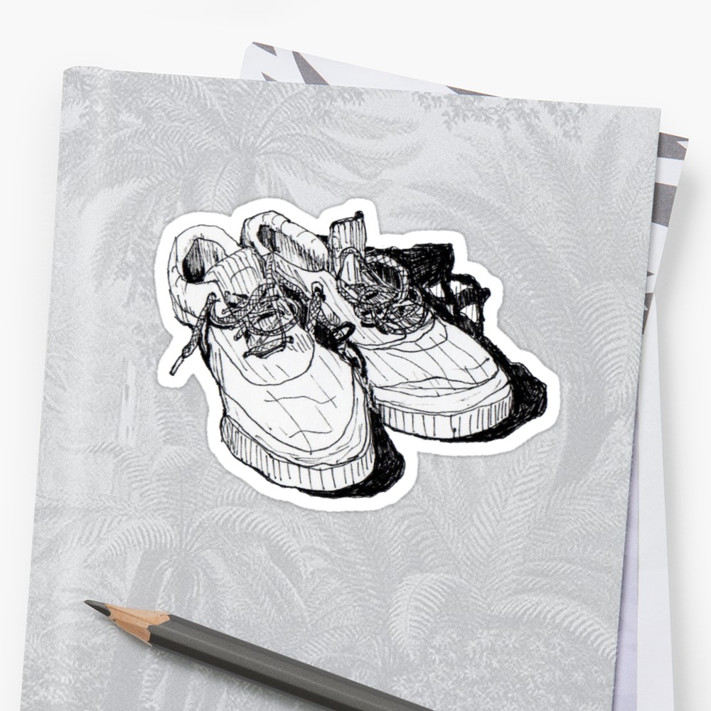 1000x1000 My Old Running Shoes Sticker - Old Shoes Drawing