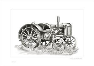 300x212 john deere vintage tractor rustic country drawing ebay my - Old Tractor Drawing