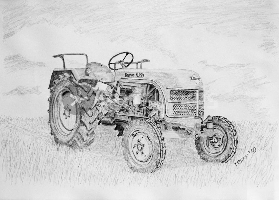950x681 Oldtimer Trecker - Old Tractor Drawing