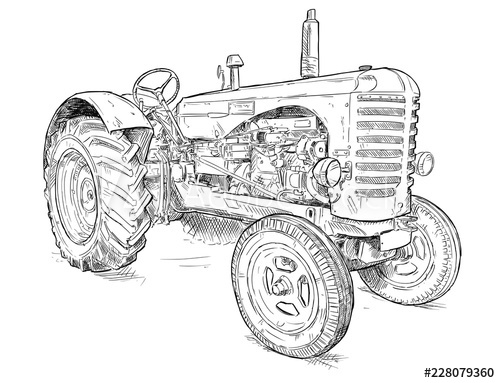 500x383 Vector Artistic Pen And Ink Drawing Of Old Tractor Tractor Was - Old Tractor Drawing