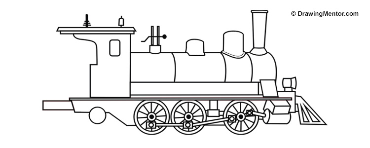750x300 How To Draw A Steam Train - Old Train Drawing