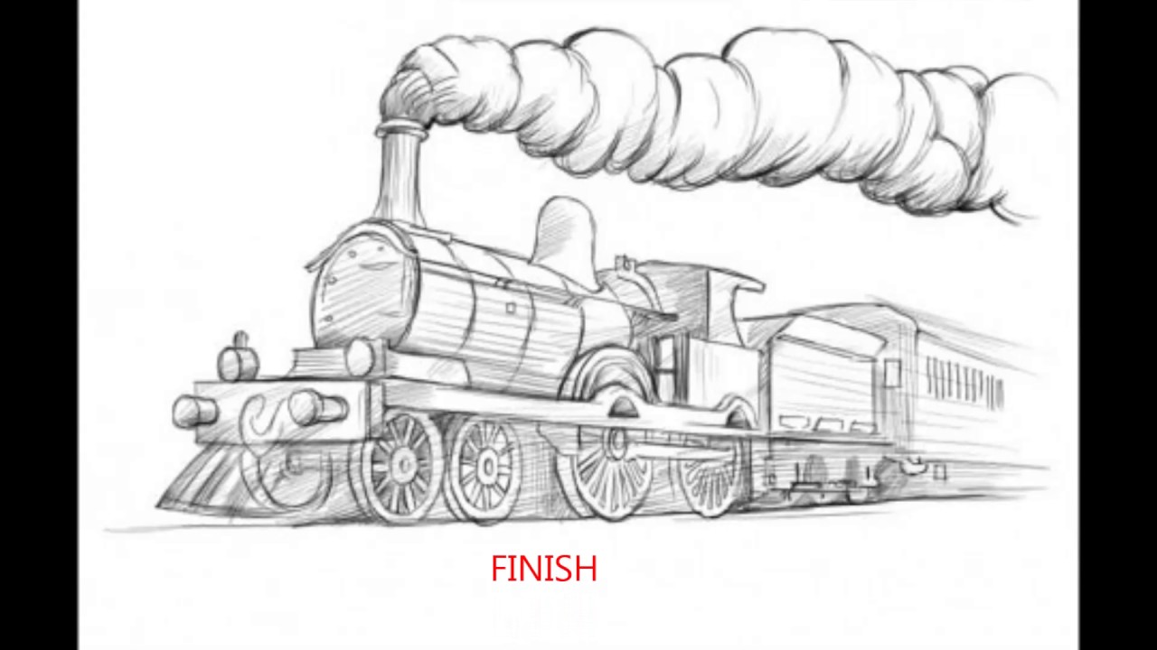 1280x720 Drawing Pictures Train For Free Download - Old Train Drawing