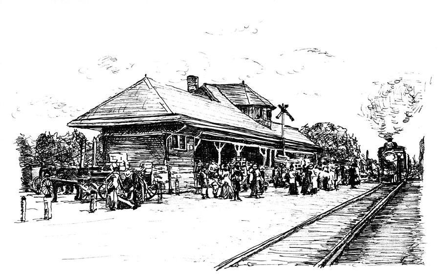 900x564 Train Station Drawing - Old Train Drawing