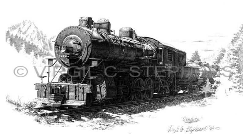 794x438 train art obsolete train art historic train drawing etsy - Old Train Drawing