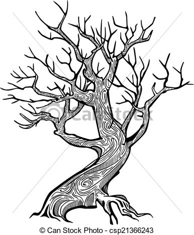 387x470 old tree vector drawing of an old tree with bare, twisted branches - Old Tree Drawing