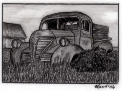 500x373 old truck another miniature - Old Truck Drawing