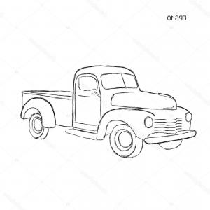 300x300 pick up truck drawing vector clipart shopatcloth - Old Truck Drawing