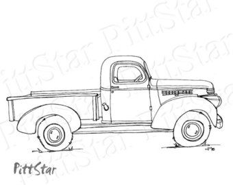 340x270 Old Truck Drawing Etsy Color Pics - Old Truck Drawing