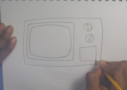 412x294 How To Draw A Tv Step - Old Tv Drawing