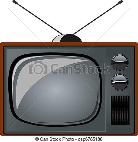 450x462 Old Tv Set Vector On White Background - Old Tv Drawing