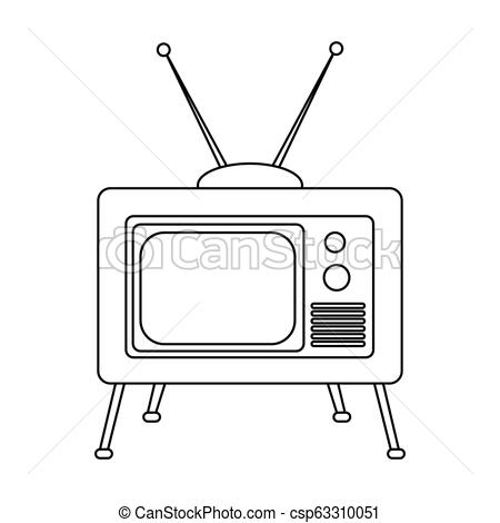 450x470 Abstract Old Tv Lineout Drawing Of A Old Tv, Vector Illustration - Old Tv Drawing