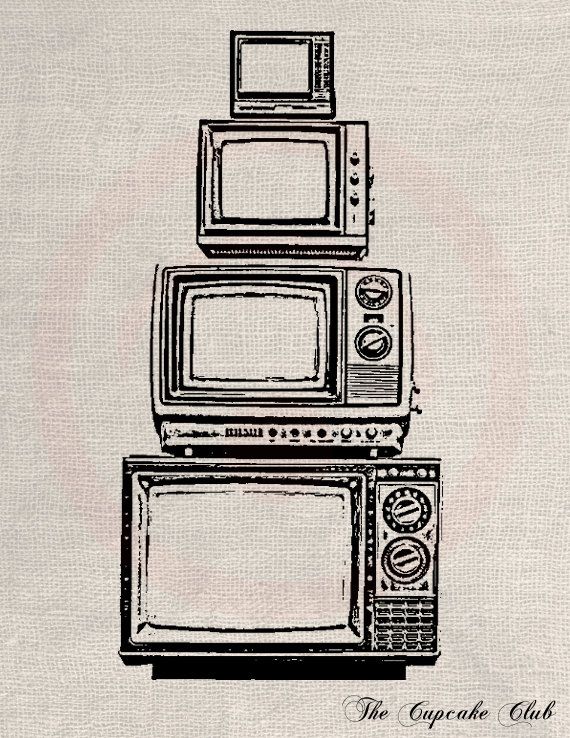 570x738 Clip Art Designs Transfer Digital Vintage Download Diy Shabby - Old Tv Drawing