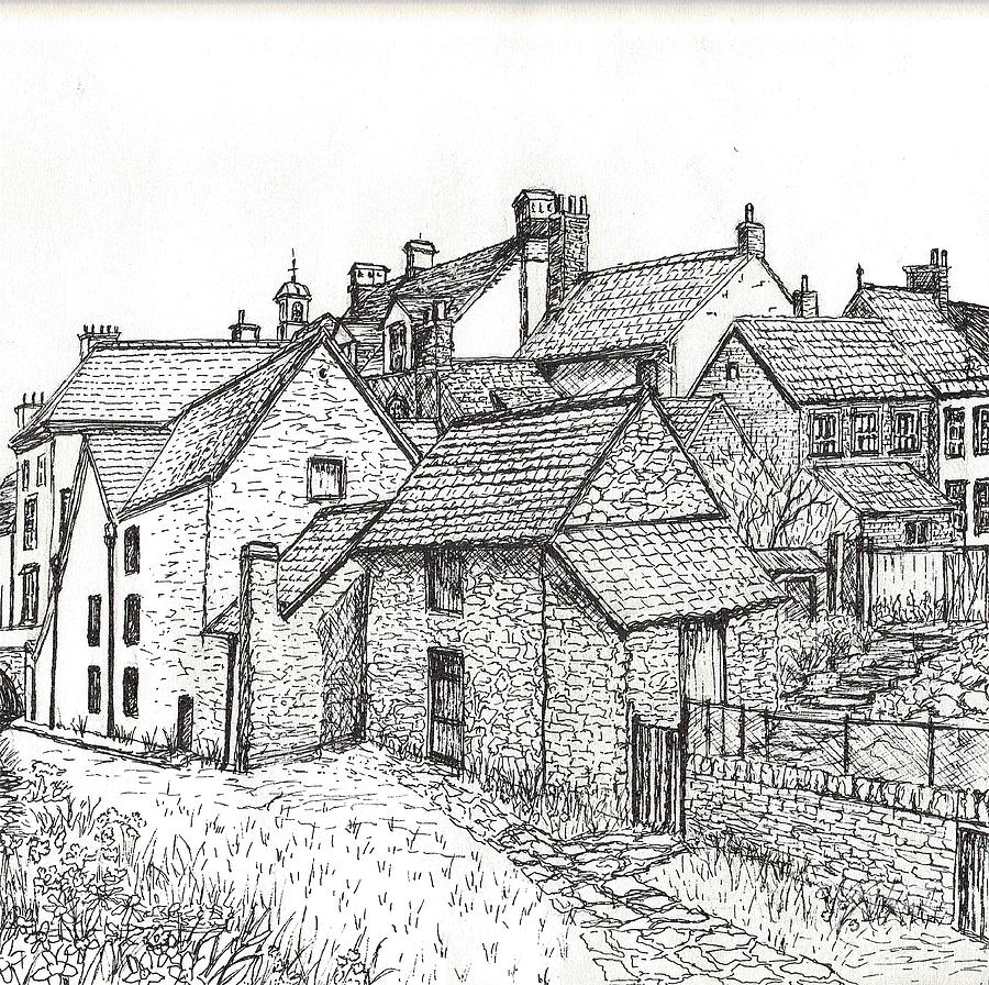 900x896 hemsley village - Old Village Drawing