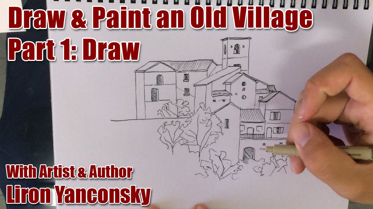 1280x720 how to paint an old village on mountain side - Old Village Drawing