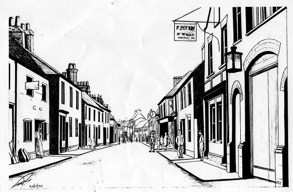 600x394 old village art print - Old Village Drawing
