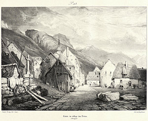 300x244 Isabey French - Old Village Drawing
