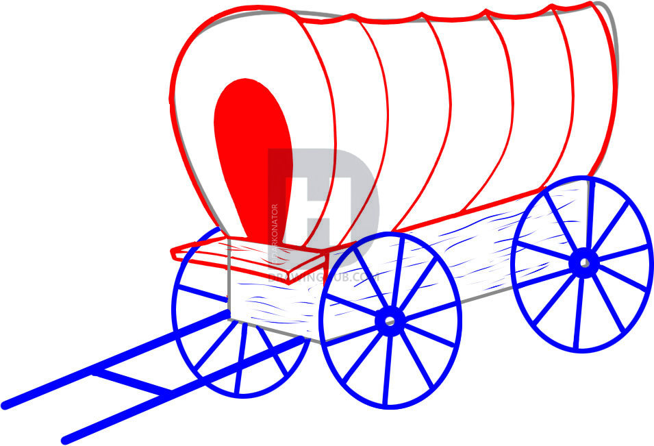 955x651 how to draw a wagon, step - Old Wagon Drawing