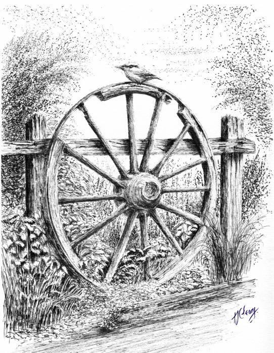 542x699 old wagon wheel drawing - Old Wagon Drawing