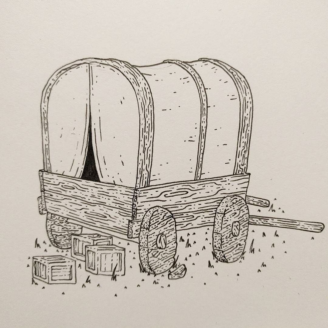 1080x1080 old wagon on the trade road - Old Wagon Drawing
