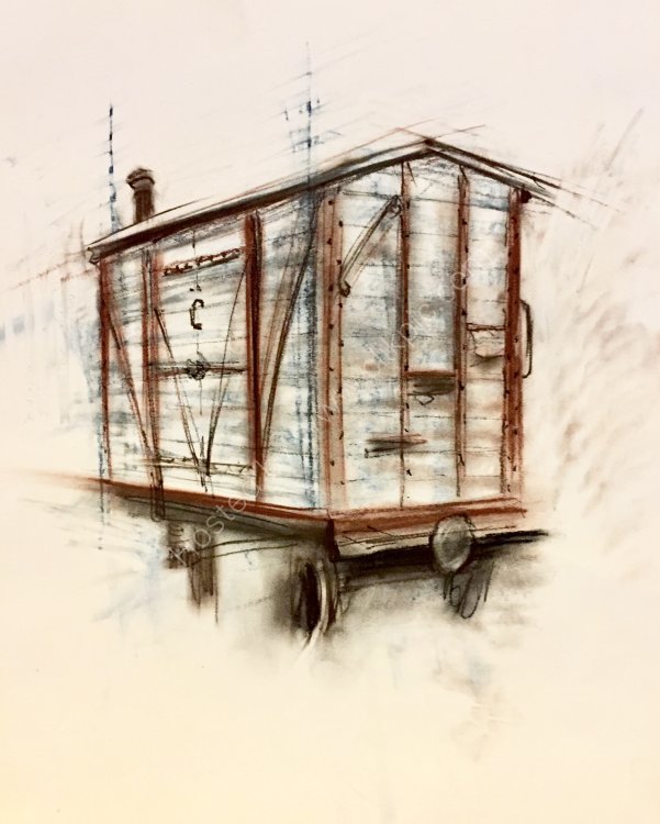 601x750 ronnie ireland art old wagon at hollycombe - Old Wagon Drawing