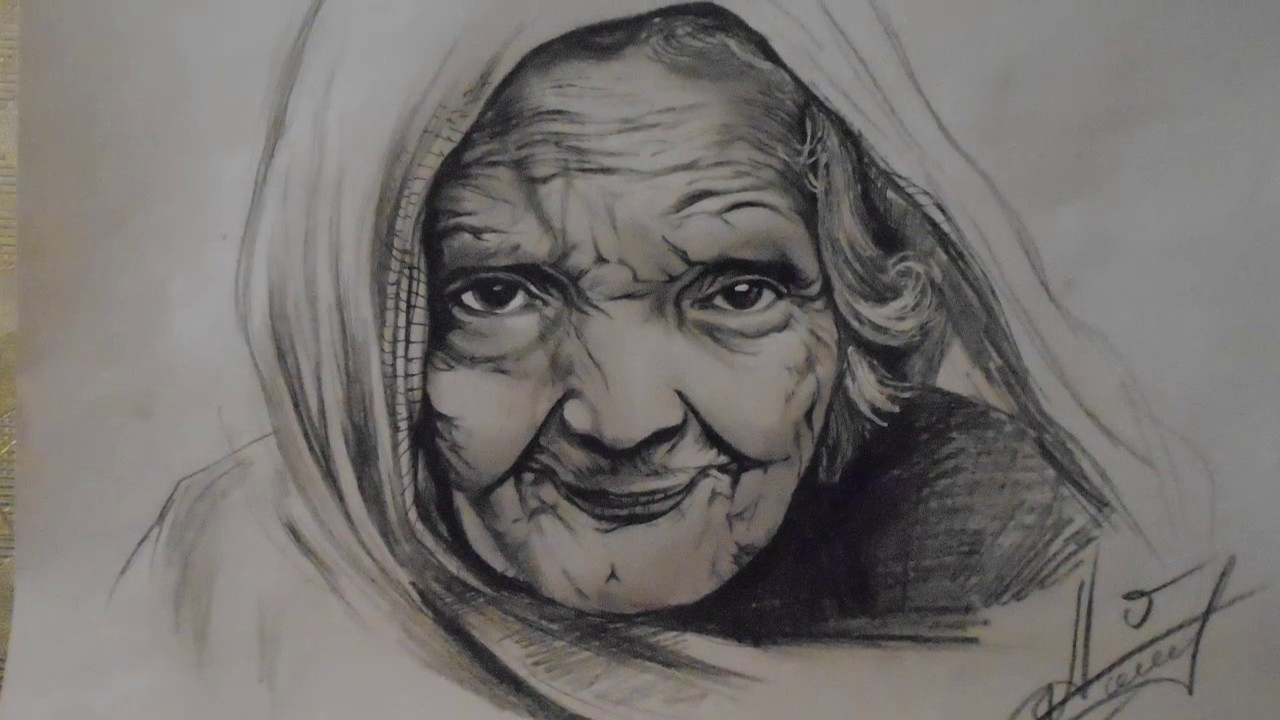 1280x720 How To Draw A Portrait Old Woman Realistic Drawing - Old Woman Drawing