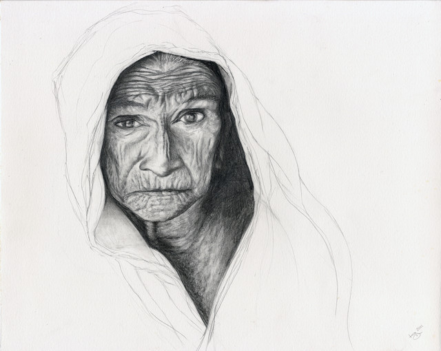 640x510 Old Woman Pencil Drawing Portrait - Old Woman Drawing