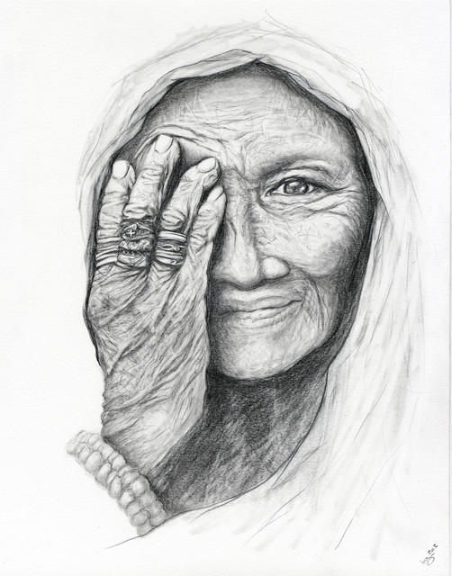 502x640 Old Woman Portrait Pencil Drawing - Old Woman Drawing