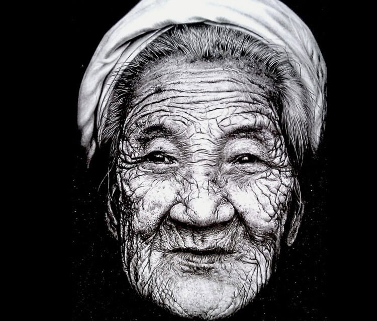 750x640 Old Woman Drawing - Old Woman Drawing