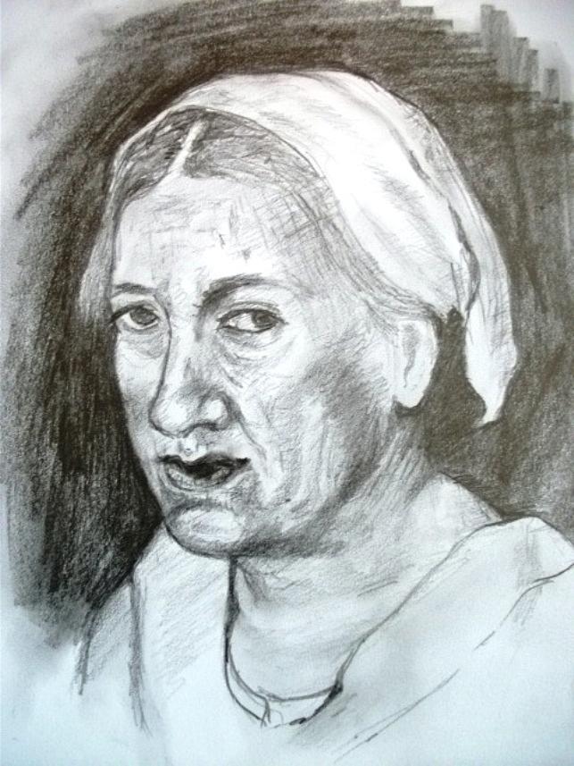 643x857 Portrait Of Old Woman Drawing - Old Woman Drawing