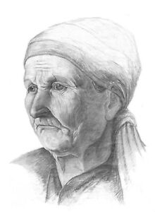 220x300 Portrait Of An Old Woman Pencil Drawing On Paper Ebay - Old Woman Drawing
