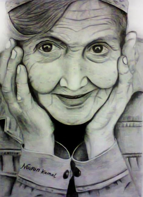 470x647 happy old woman, pencil drawing my drawings sketches, happy - Old Woman Drawing