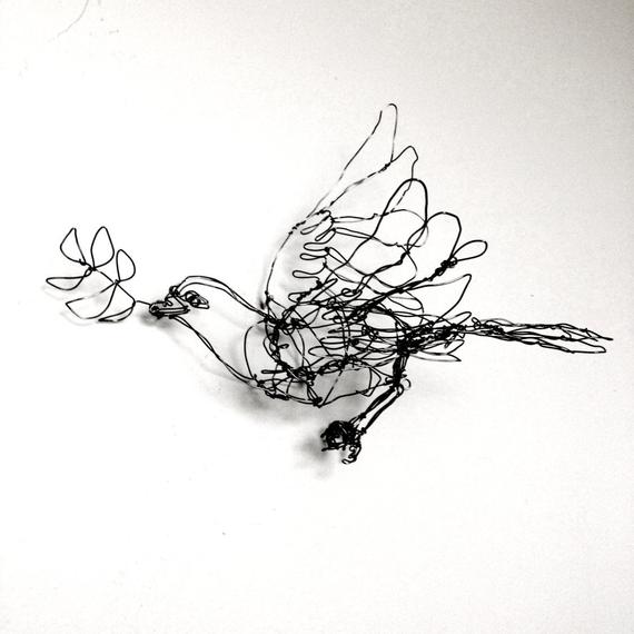 570x570 dove ornament with olive branch wire drawing bird sculpture etsy - Olive Branch Drawing