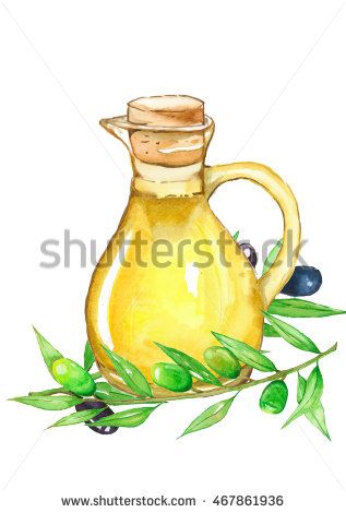 317x470 olive oil, watercolor handpaint drawing watercolor, drawings - Olive Oil Drawing