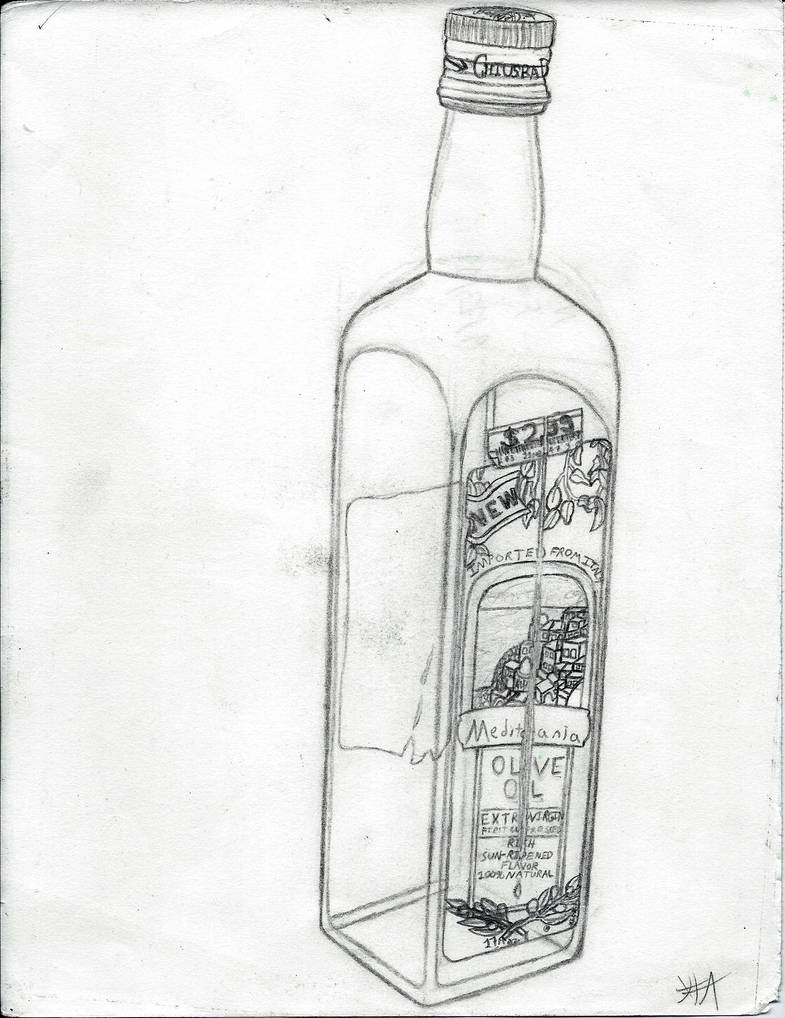 785x1018 olive oil bottle drawing - Olive Oil Drawing