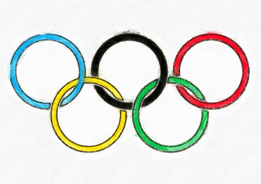900x634 olympic rings pencil digital art - Olympic Rings Drawing