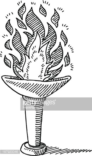 318x539 olympic torch burning fire drawing premium clipart - Olympic Torch Drawing